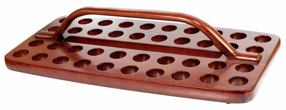 Communion Tray Wooden 40 Glass Dark