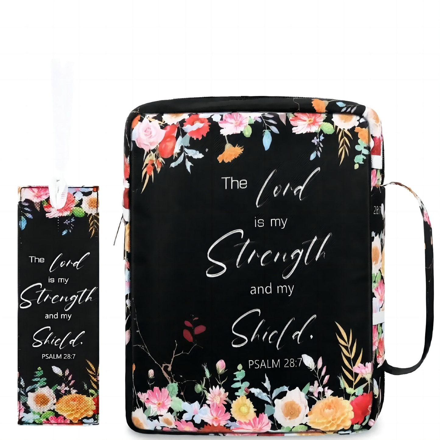 Psalm 28:7 Floral Bible Cover with Bookmark