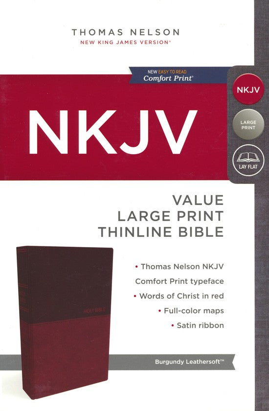 NKJV  Bible Thinline Value L/P Burgundy Lth/Soft