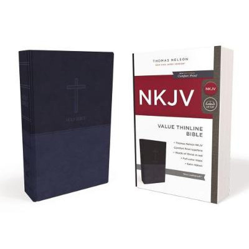 NKJV Bible Thinline Value Std Print Blue Im/Lth