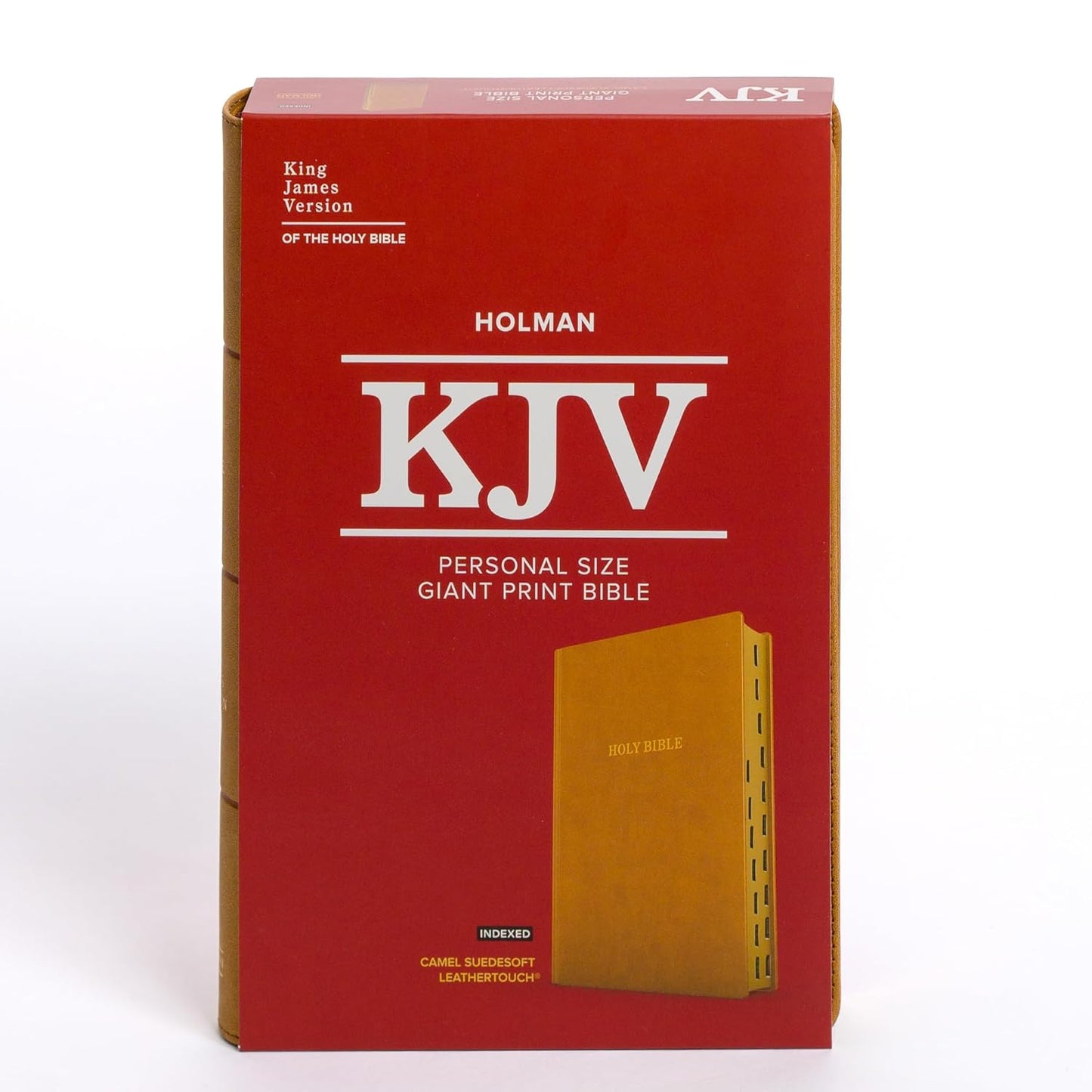 KJV Personal Size Giant Print Bible, Camel Suedesoft LeatherTouch, Indexed, Red
