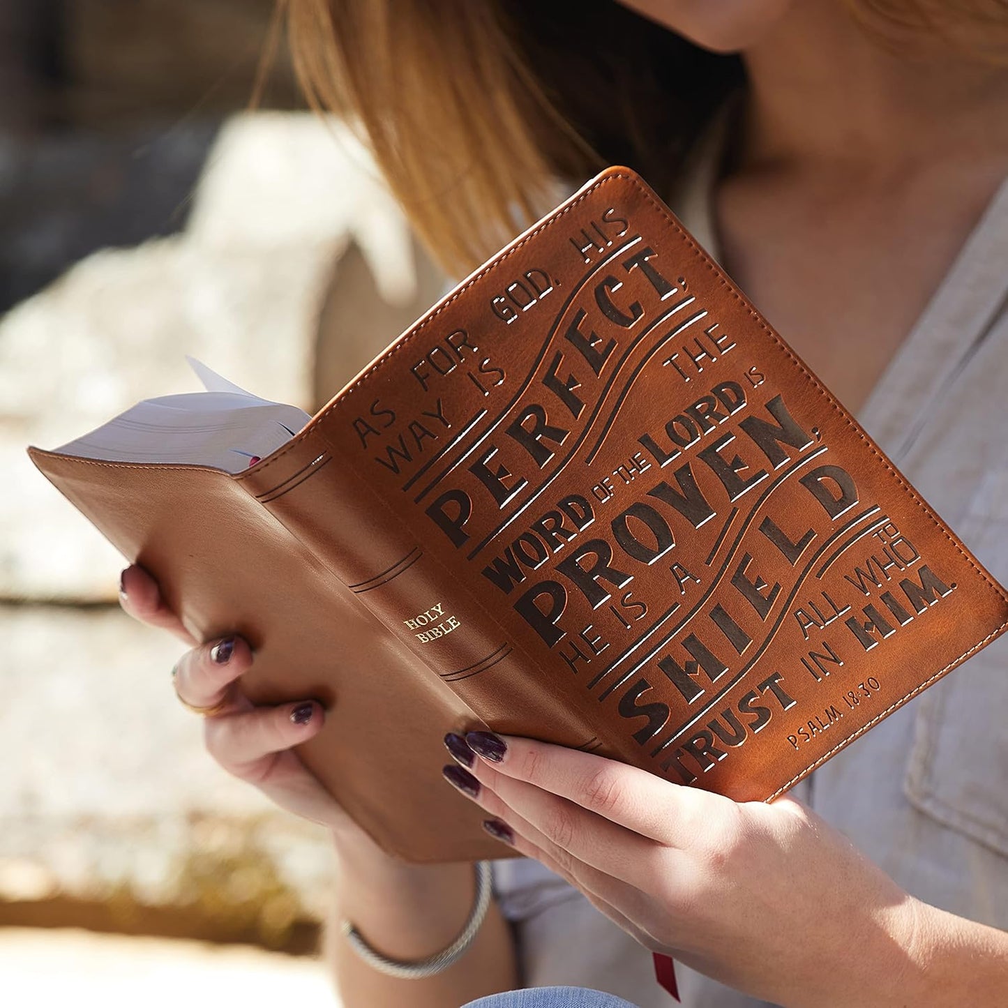 NKJV Bible Personal Ref Verse Art Cover Tan (Im/Leather)