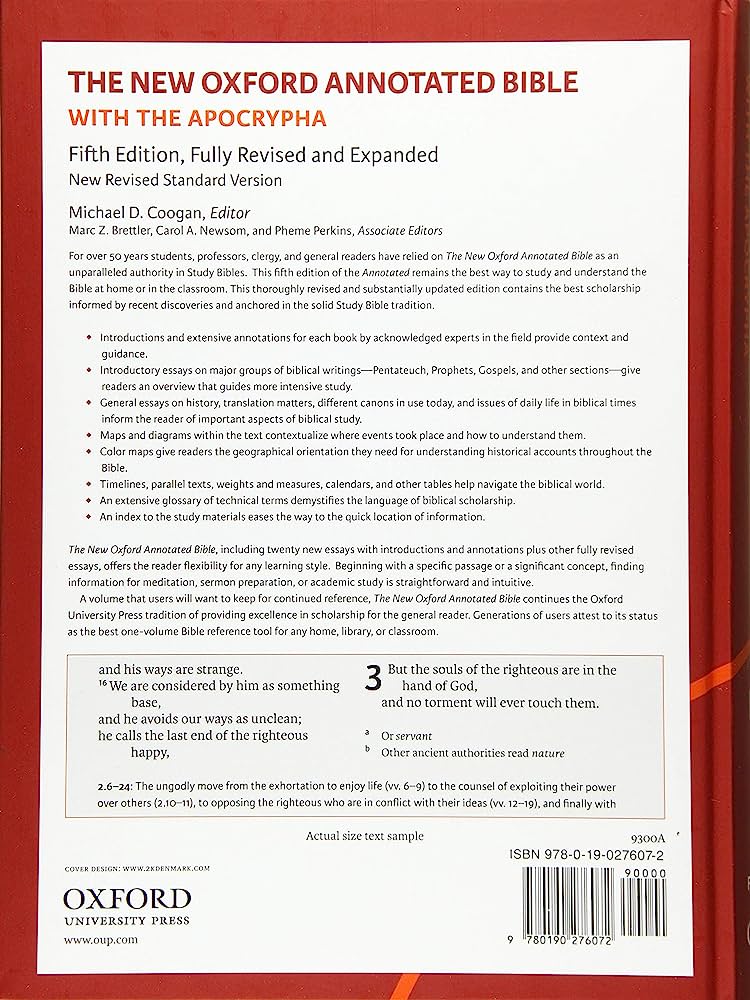 NRSV New Oxford Annotated Bible Appocrypha 5Th Edit 9300A (H/B)