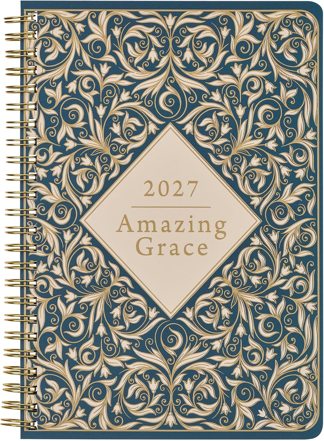 2027 12-Month Spiral Planner, Amazing Grace, Blue Floral