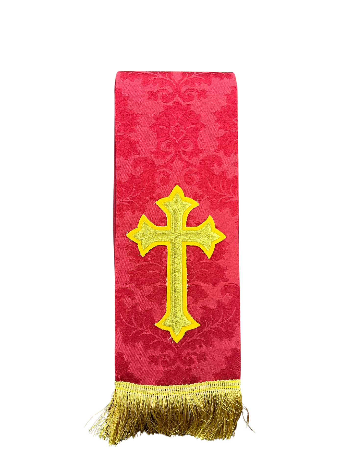 Stole Red Floral Gold (Lurex) Cross