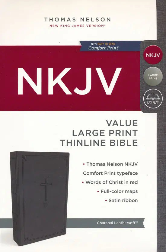 NKJV  Bible Value Thinline L/P Charcoal Lth/soft