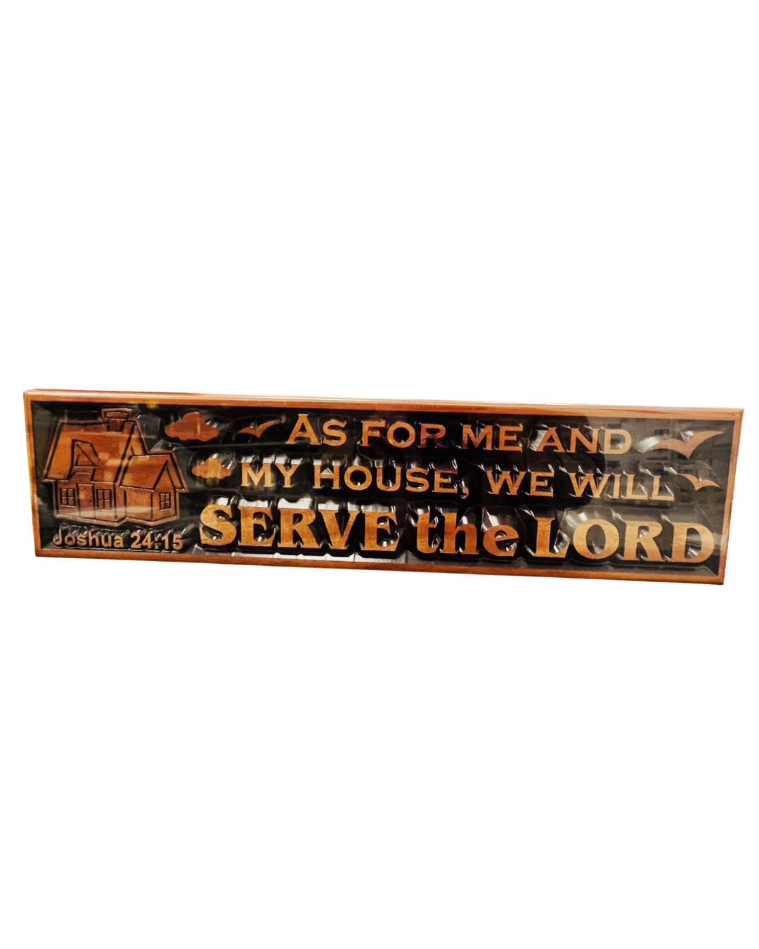 Plaque Wood Mahogany(As For Me....) 60Cmx15Cm Narrow