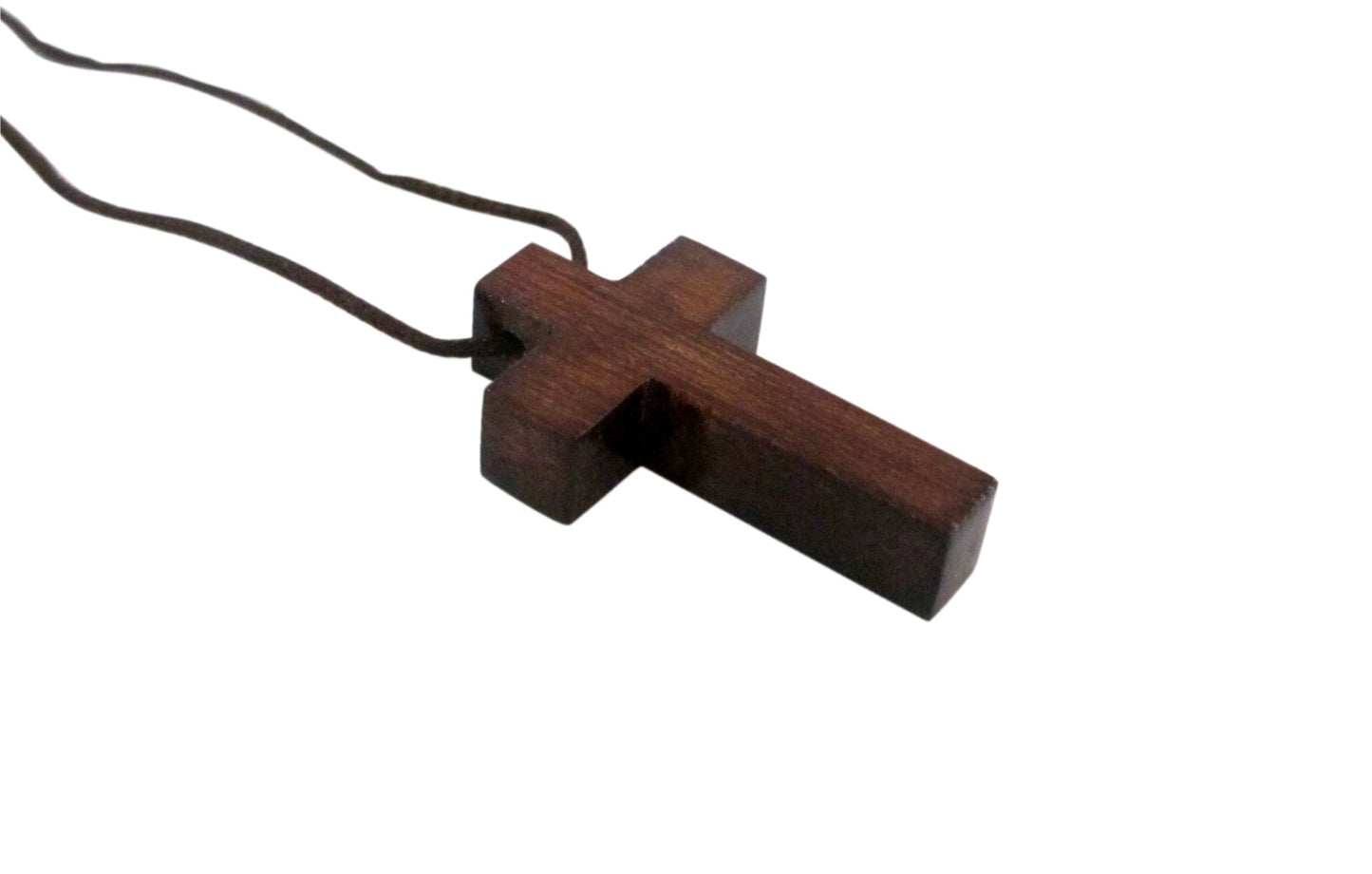 Cross Wood Dark 3cm - Nylon Cord