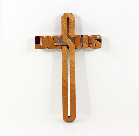 Cross Jesus (Outline) Medium 25cm - Mahogany
