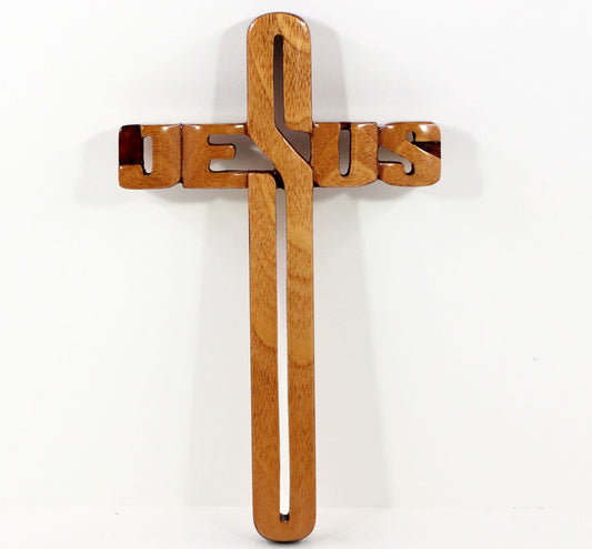 Cross Jesus (Outline) Large 35cm - Mahogany