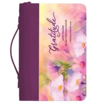 Bible Cover Gratitude Give Thanks - Pink Floral X/Lge
