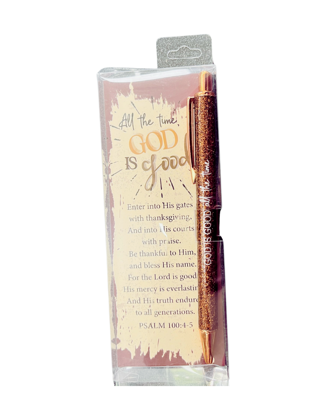 Gel Pen with Glitter and Bookmark Bronze - God Is Good