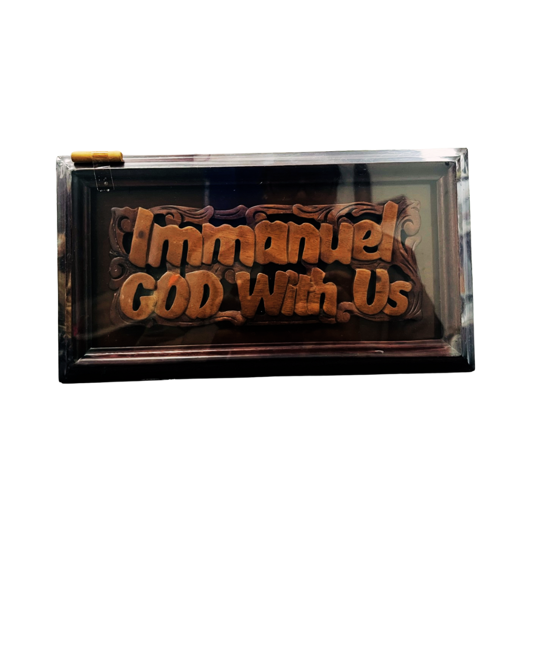 Mahogany Plaque - Immanuel God with Us (26 x 17cm)