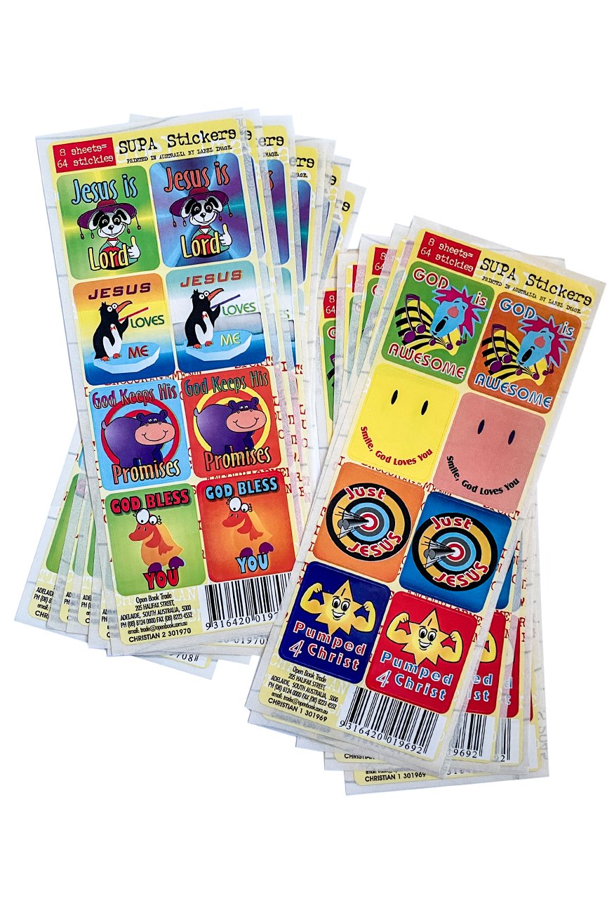 Supa Stickers 8 Sheets = 64 Stickers