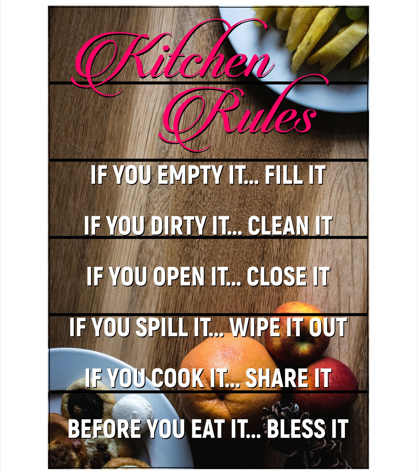 Picture Wood - Kitchen Rules (A4)