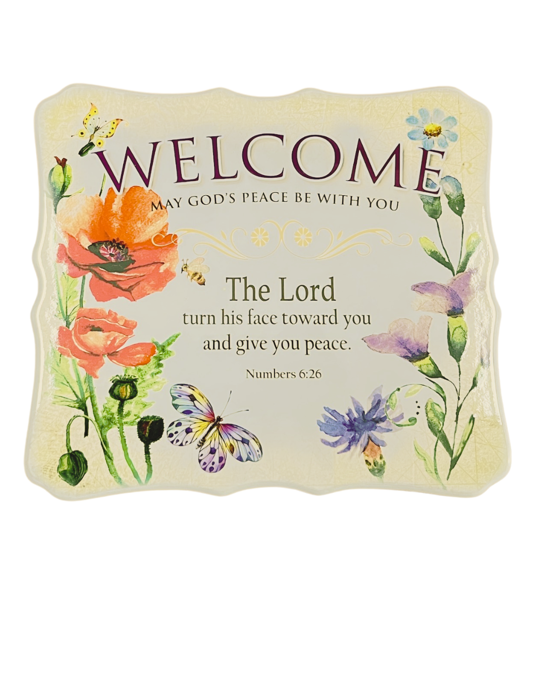 Plaque Wood - Welcome May God's Peace ... 22X19Cm