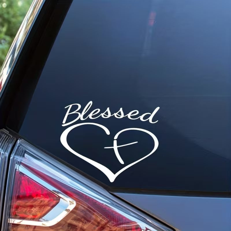 Auto Decal - Blessed Heart & Cross