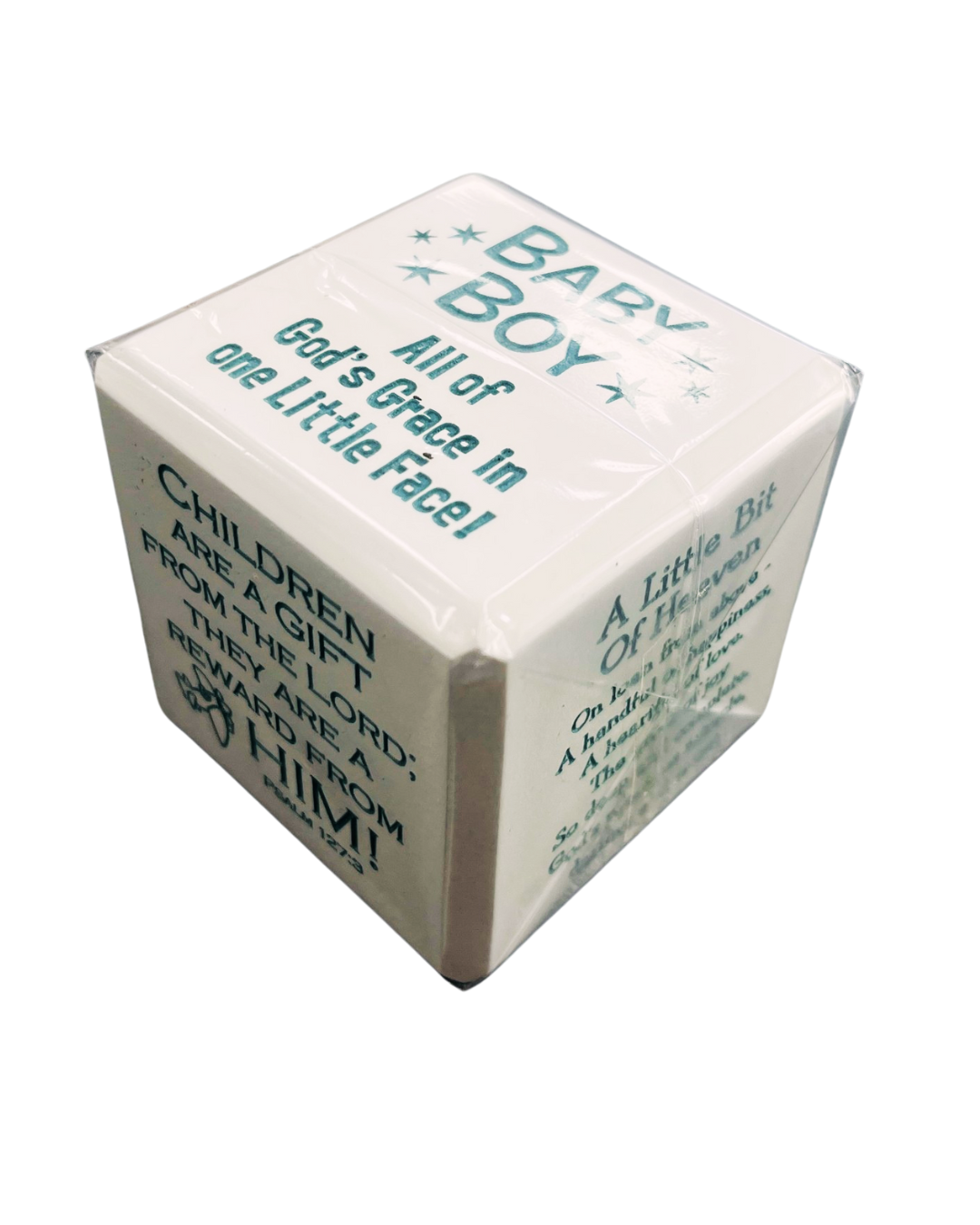 Cube Wood White - Baby Boy (Blue)