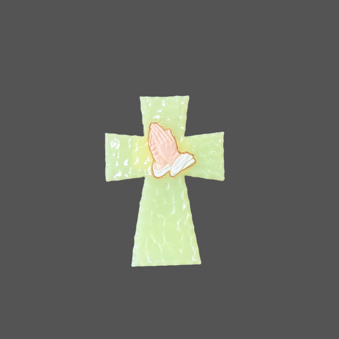 Glow in the Dark Cross with Praying Hands - Standing