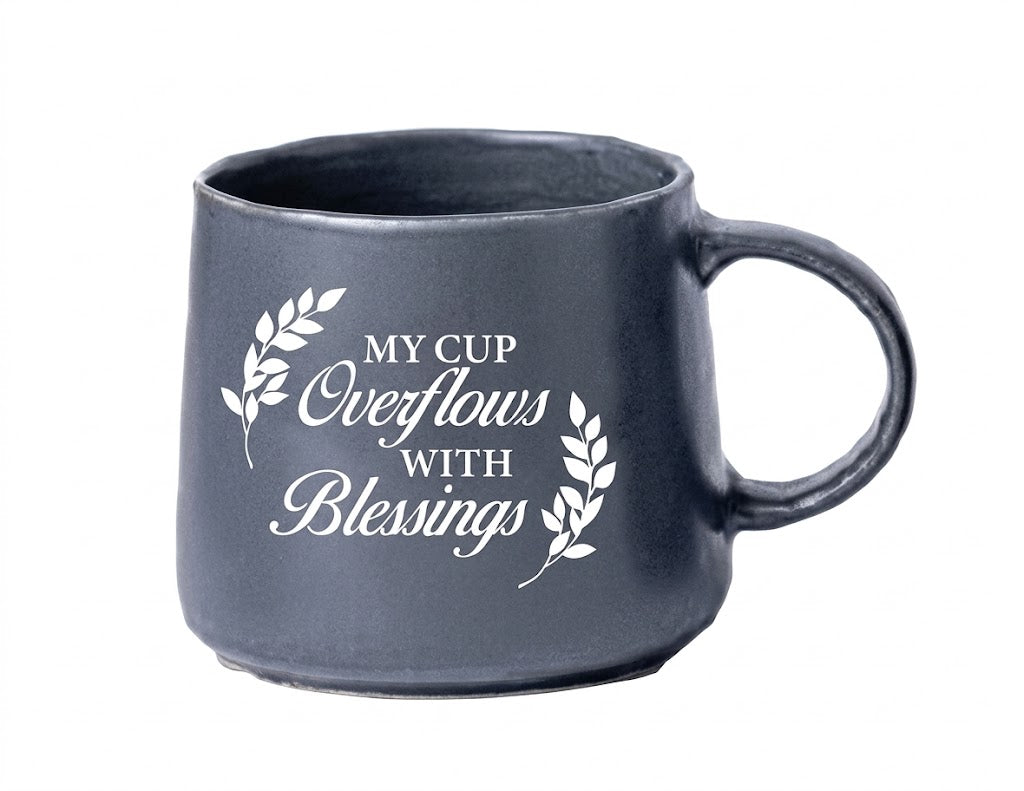**Ceramic Mug - My Cup Overflows with Blessing Dark - 530ml