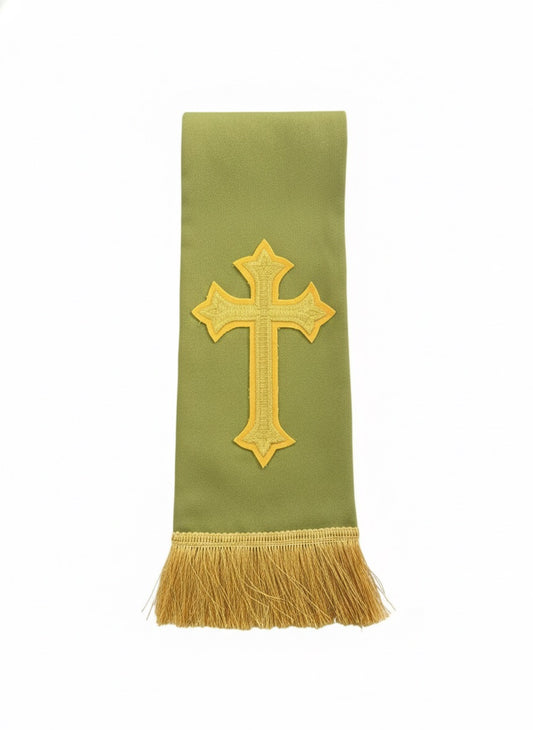 Stole Green New Iona Gold (Lurex) Cross