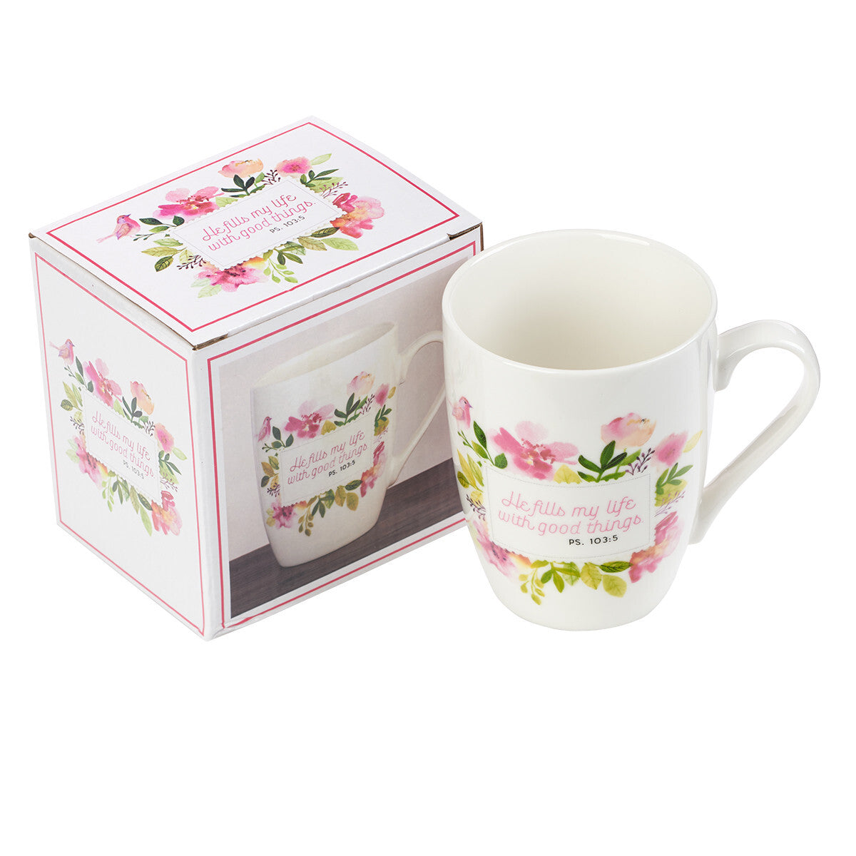 Mug Ceramic Coffee Pink/Floral He Fills My Life