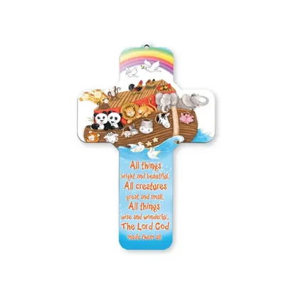 Wood Cross – Creatures Great & Small (7 1/4 Inch)