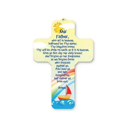 Wood Cross – Our Father Prayer (7 1/4 Inch)