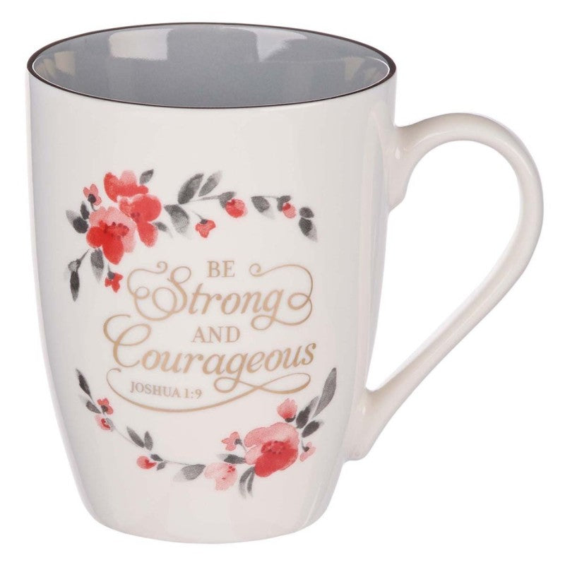 Mug Ceramic Be Strong /Courageous White/Grey