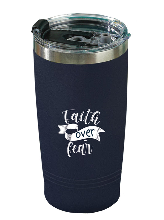 Tumbler Mug - Faith over Fear (Navy Blue) St/Steel