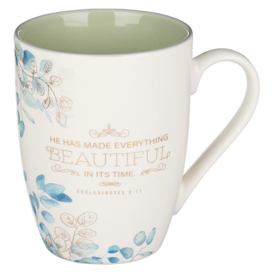 Mug Ceramic He Has Made Everything Beautiful - Blue Floral