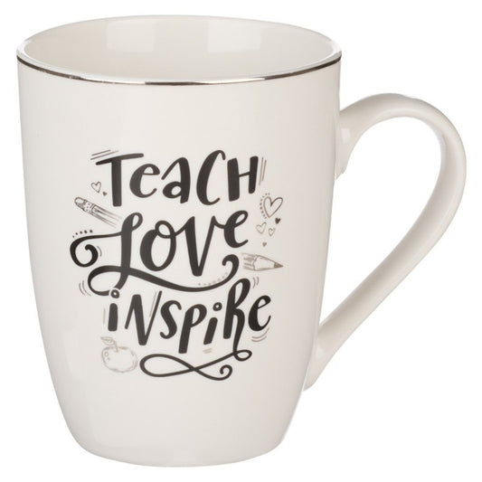 Mug Ceramic Teach Love Inspire Blk/White