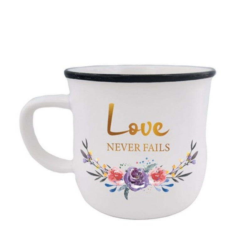 Mug Ceramic  Look - White Floral (Love Never Fails)