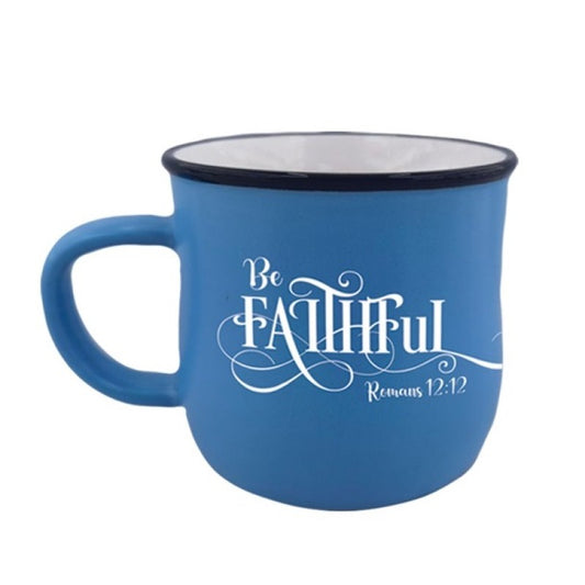 Mug Ceramic Enamel Look - Blue (Be Faithful)