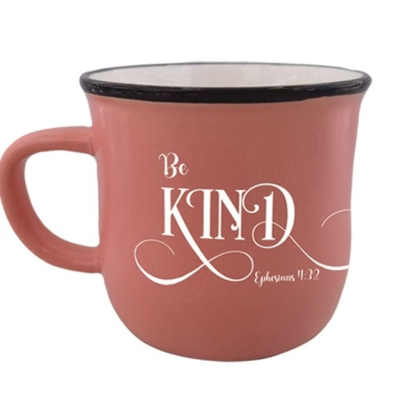 Mug Ceramic Enamel Look -  Pink (Be Kind)