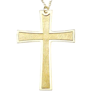 Gold-Plated, Pectoral Cross Pendant - 4.25inch with 28inch chain