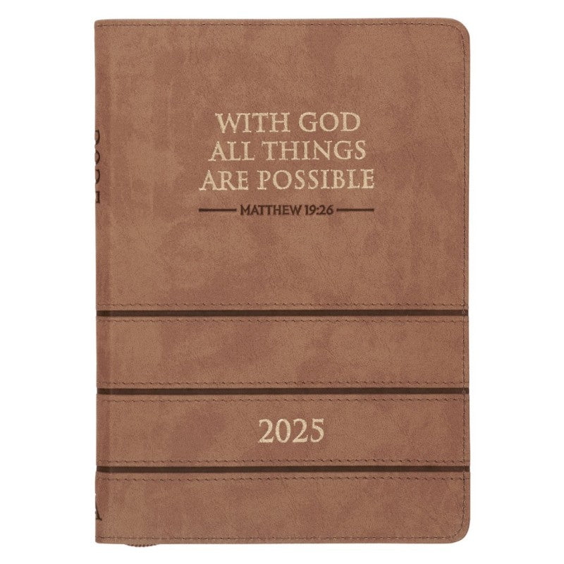 2025 Executive Planner with Zip - With God All Things... LightBrown