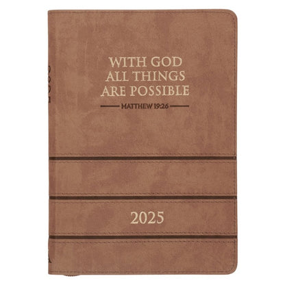 2025 Executive Planner with Zip - With God All Things... LightBrown