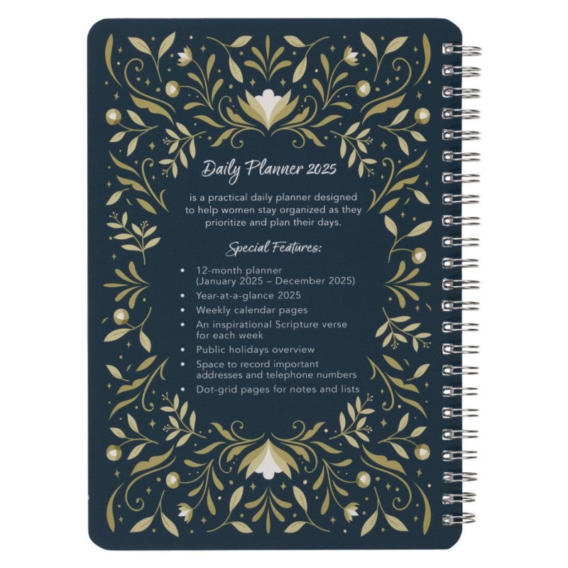 2025 12 Month Spiral Weekly Planner -Trust in the Lord...Green Leaves