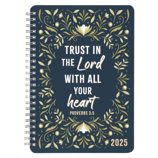 2025 12 Month Spiral Weekly Planner -Trust in the Lord...Green Leaves