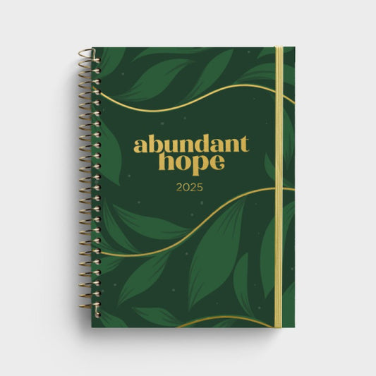 2025 12 Month Week Planner Spiral H/B - Abundant Hope Green