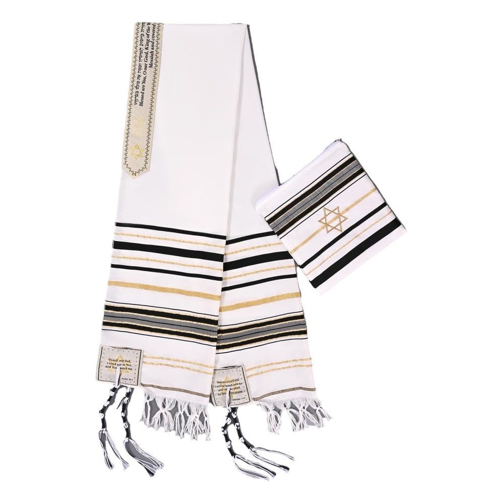 Prayer Shawl (Tallit) Black/White 72x22 inch
