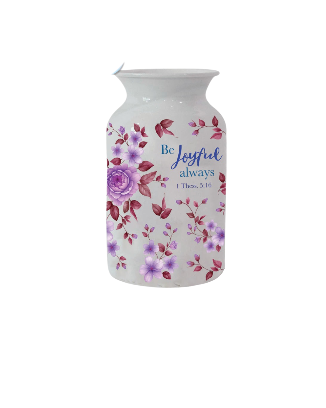 Vase Metal Purple Floral - Be Joyful Always