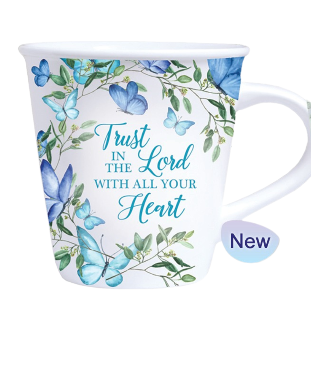 Ceramic Mug White/Blue Flowers 260ml - Trust in the Lord
