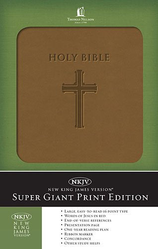 NKJV  Bible Brown Super Giant Print - Leathersoft