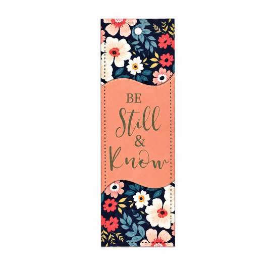 Bookmark Lux/Lth Pink Floral - Be Still and Know