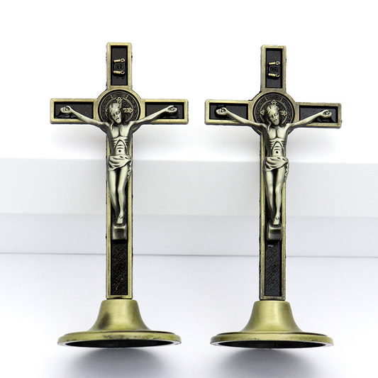 Crucifix Free standing - Green 10cm