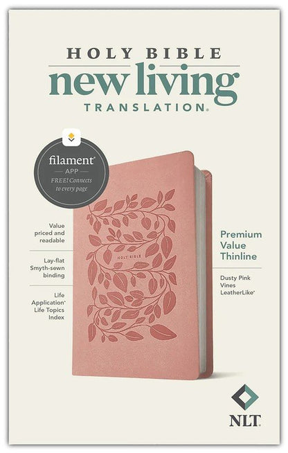 NLT  Bible Prem Value Thinline Filament Pink Vines - Im/Lth