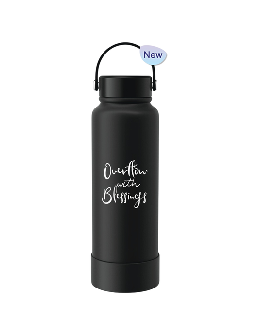 Tumbler Bottle Black 1150ml - Overflow with Blessings