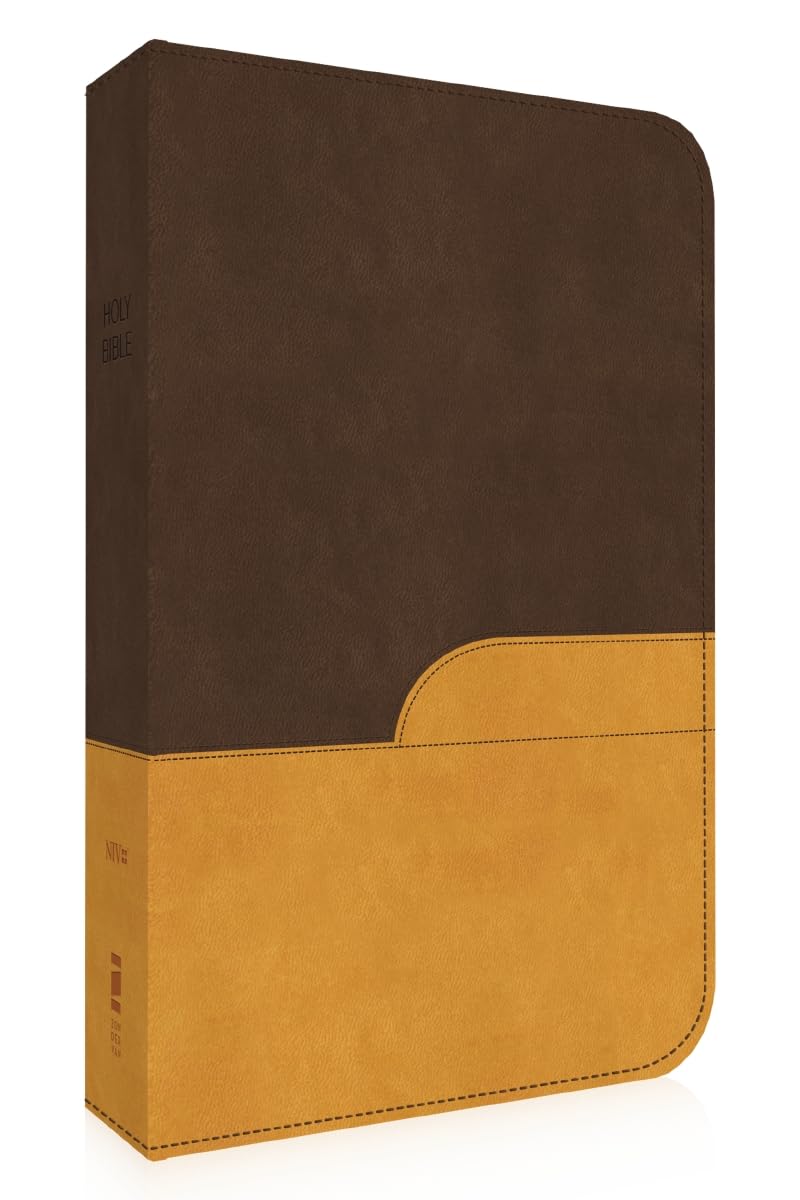 NIV Large Print Chocolate/Amber Leather Soft